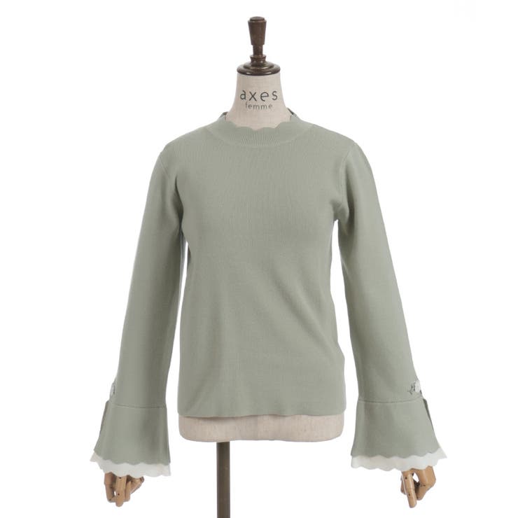 ローズ刺繍フレア袖配色ニット | axes femme | 詳細画像24 