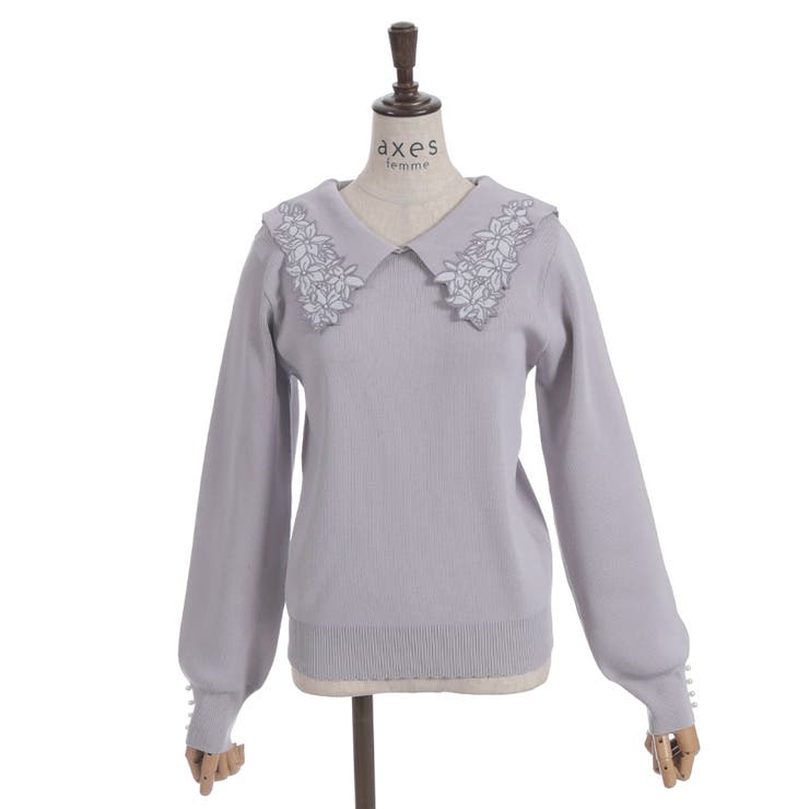 フラワー刺繍セーラー襟ニット | axes femme | 詳細画像23 