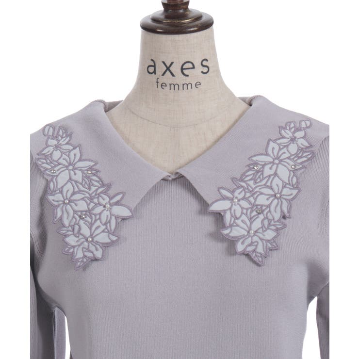 フラワー刺繍セーラー襟ニット | axes femme | 詳細画像26 