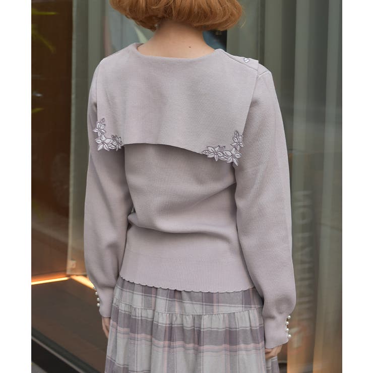 フラワー刺繍セーラー襟ニット | axes femme | 詳細画像3 