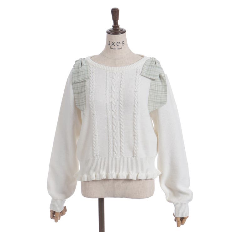 チェックシフォンリボンニット | axes femme | 詳細画像10 