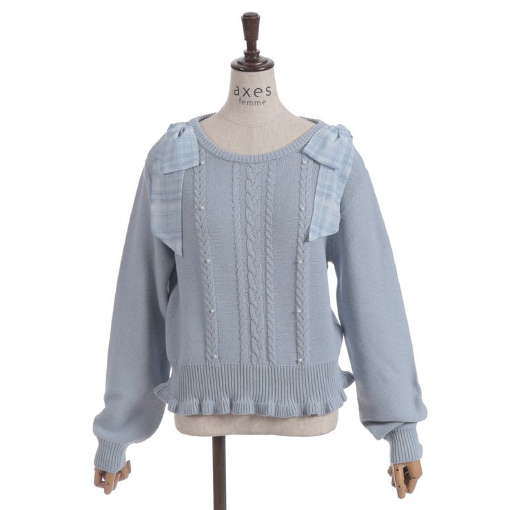 チェックシフォンリボンニット | axes femme | 詳細画像16 