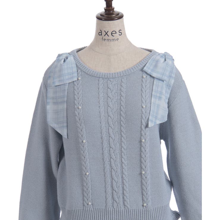 チェックシフォンリボンニット | axes femme | 詳細画像19 