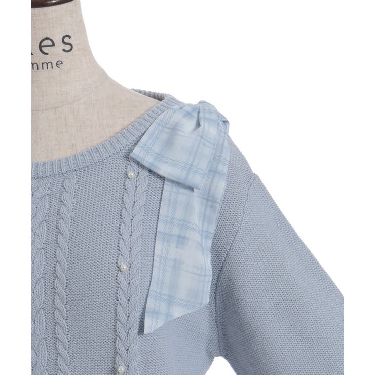 チェックシフォンリボンニット | axes femme | 詳細画像21 