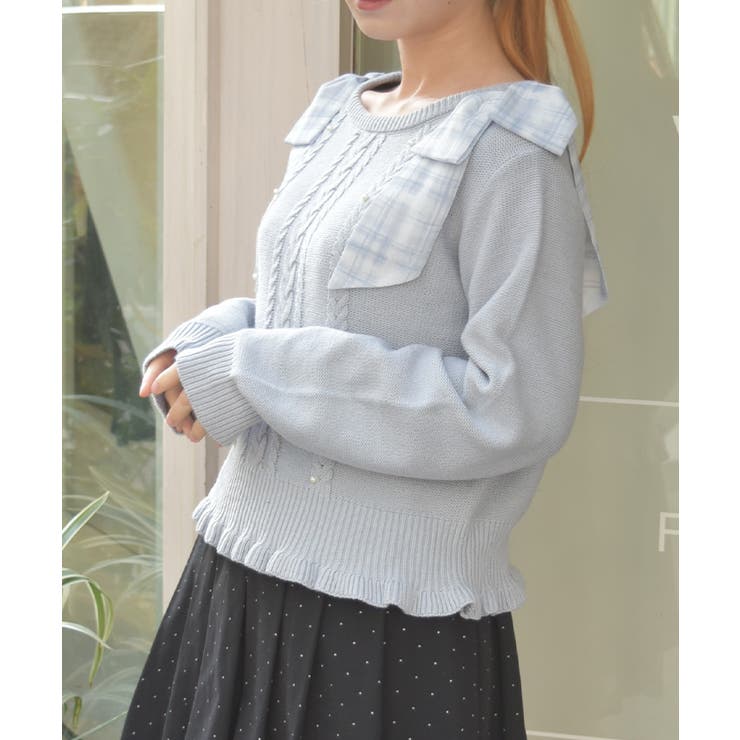 チェックシフォンリボンニット | axes femme | 詳細画像4 