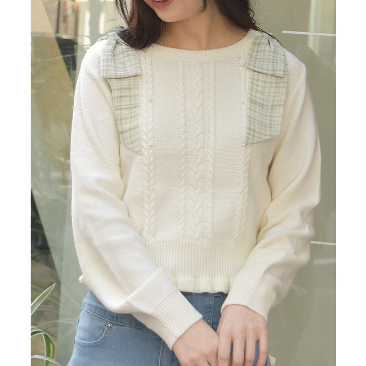 チェックシフォンリボンニット | axes femme | 詳細画像6 