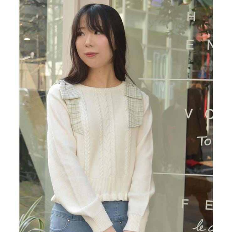 チェックシフォンリボンニット | axes femme | 詳細画像9 