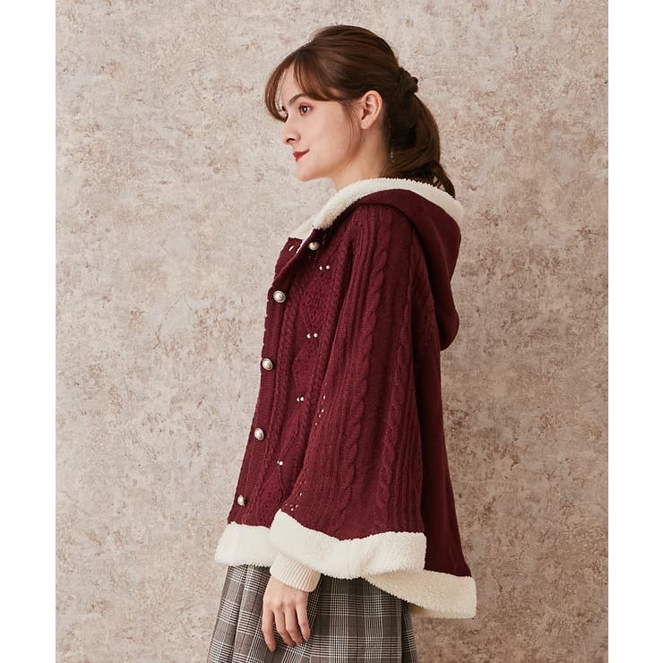 【ROSEanna／ローズアンナ】ニットケープ　ポンチョ　36サイズ ROSEanna／ローズアンナ】ニットケープ ポンチョ 36サイズ