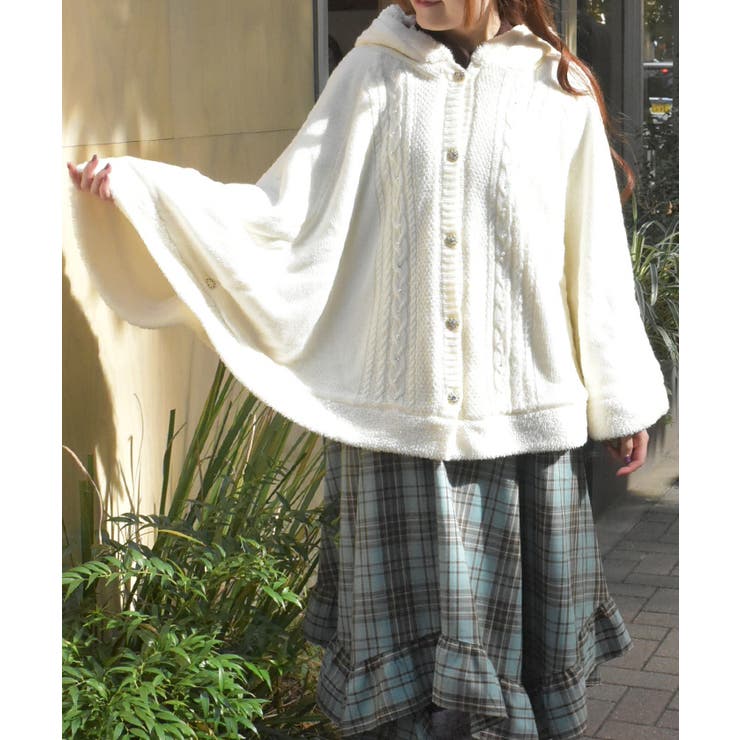 白 | パール裏ボアニットポンチョ | axes femme