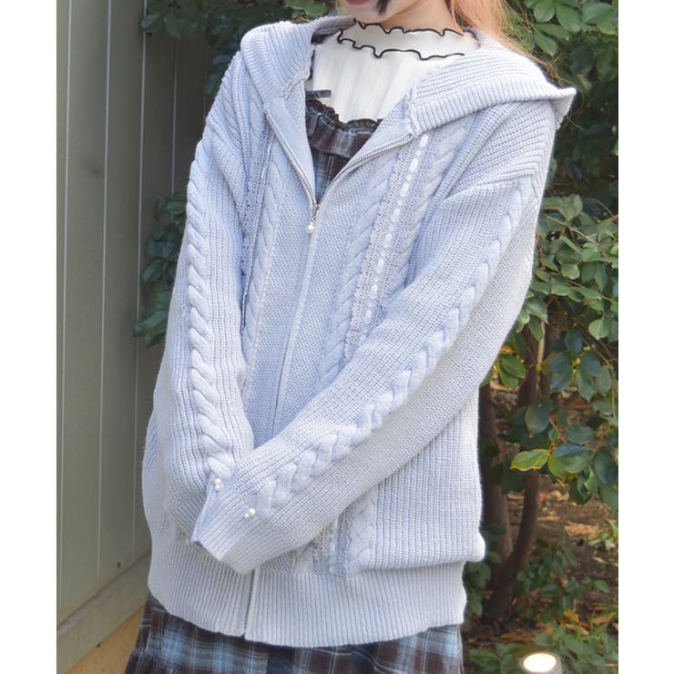 はしごレースニットパーカー | axes femme | 詳細画像1 