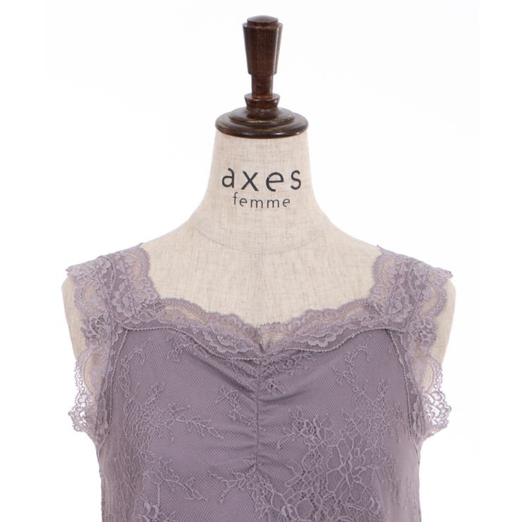 482◇Vレースお花ロングタンク 生成り axes femme アクシーズ