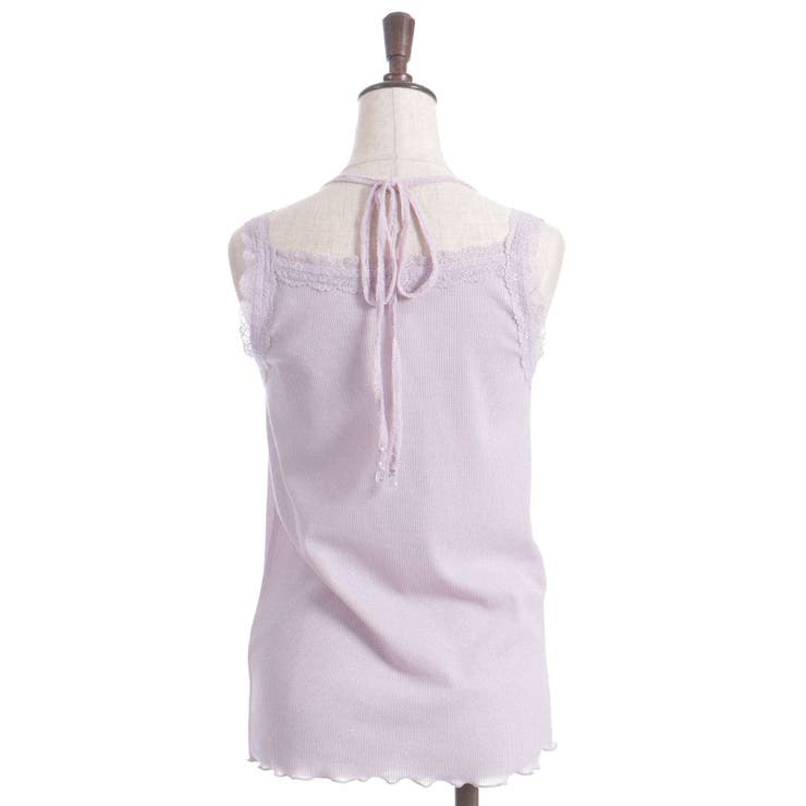 axes femme♡ビッグリボンタンクトップ♡生成り♡ ストラップラメリブタンク[品番：IGAW0006687]｜axes femme