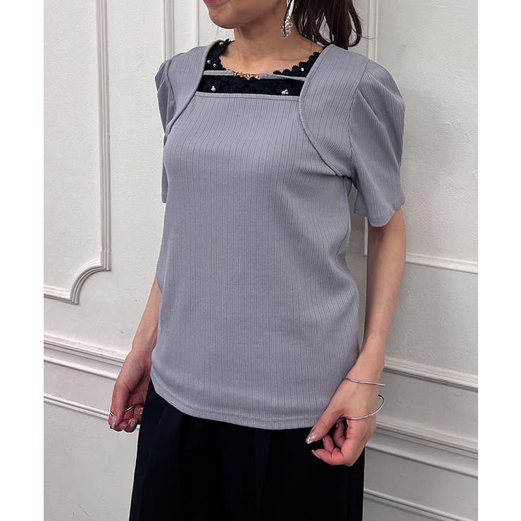 ベルト付リブトップス[品番：IGAW0003622]｜axes femme