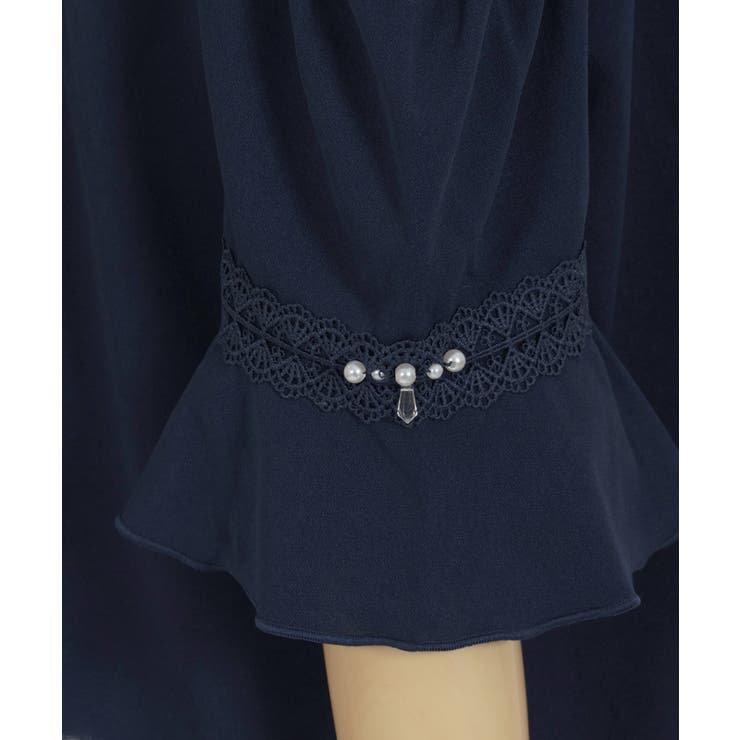 未使用タグ付き 24SS ANAYI チュールスリーブ プルオーバー　ボウタイ セール】 チュールスリーブ プルオーバー （ニット・セーター