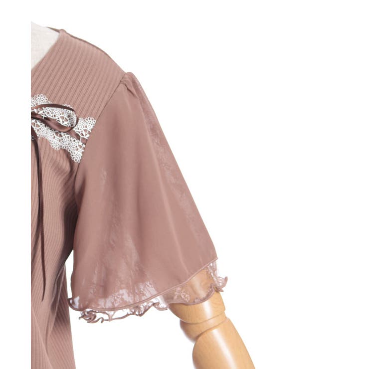 はしごレース×リボントップス[品番：IGAW0006709]｜axes femme