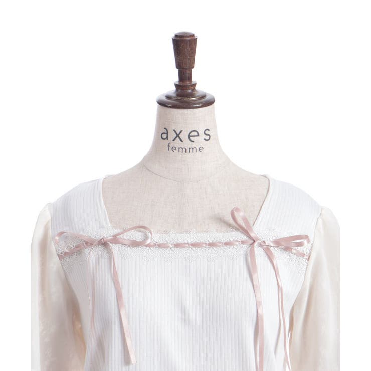 はしごレース×リボントップス[品番：IGAW0006709]｜axes femme