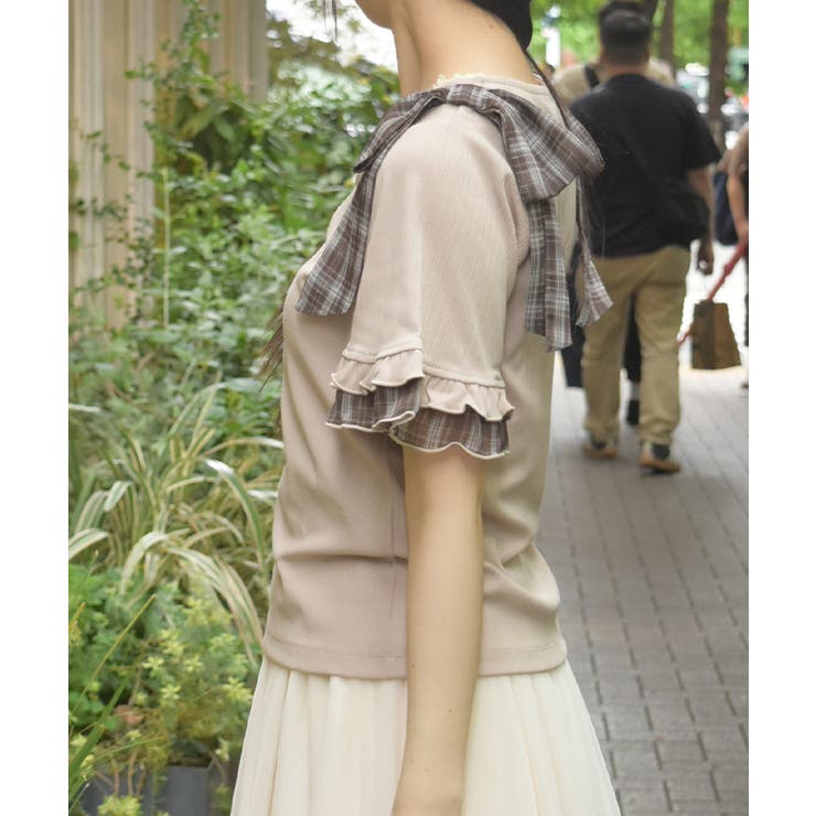 シフォンリボンカットプルオーバー | axes femme | 詳細画像2 