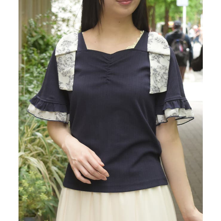 シフォンリボンカットプルオーバー | axes femme | 詳細画像6 