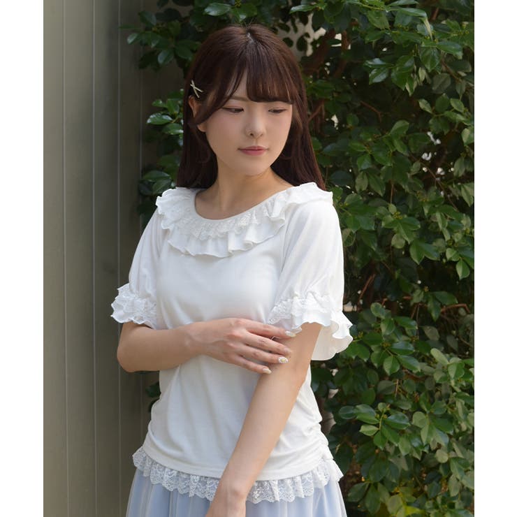 フリルレースネックトップス | axes femme | 詳細画像9 