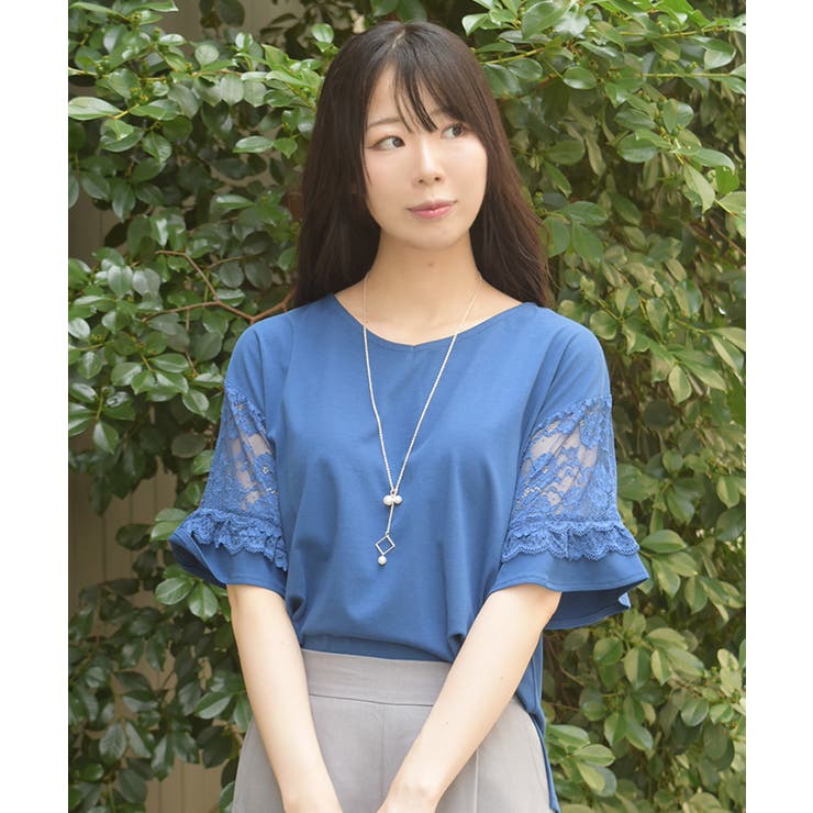 ネックレス付接触冷感レース切替プルオーバー | axes femme | 詳細画像9 