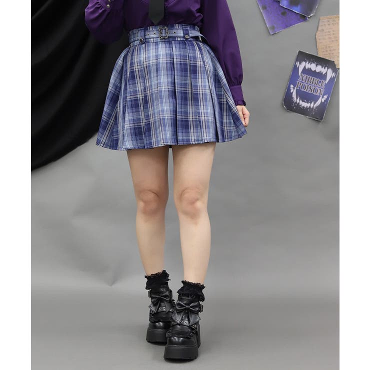 パープル | ベルト付プリーツミニスカート | axes femme