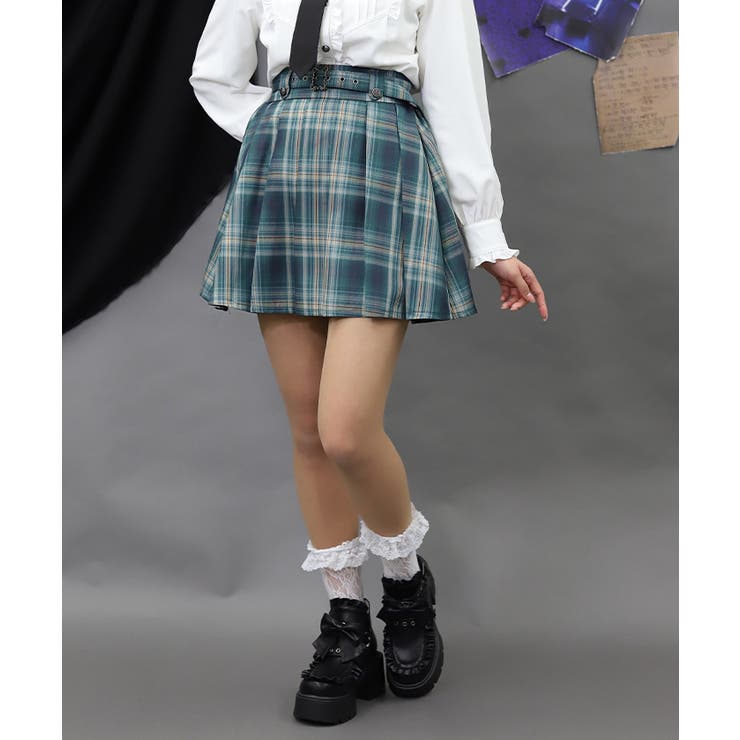 グリーン | ベルト付プリーツミニスカート | axes femme