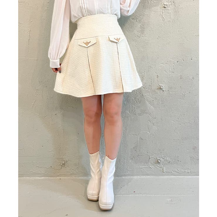 フラップデザインツィードスカート[品番：IGAW0004062]｜axes femme