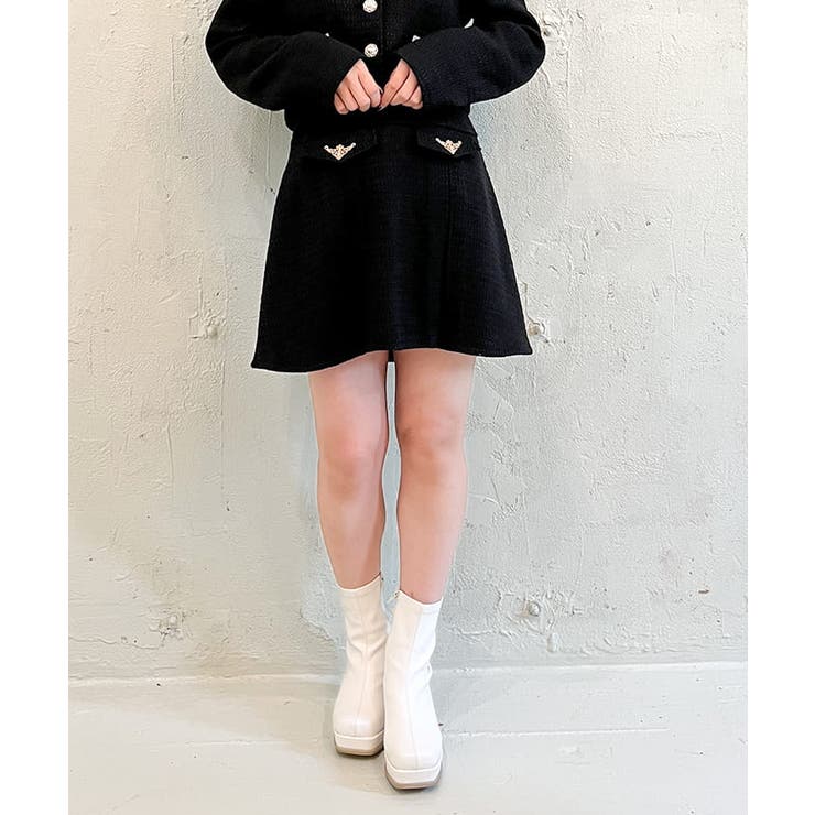 黒 | フラップデザインツィードスカート | axes femme