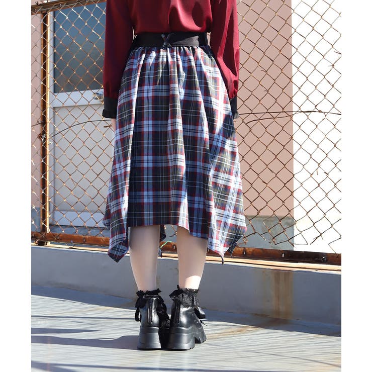 ベルト付チェックイレヘムスカート | axes femme | 詳細画像3 