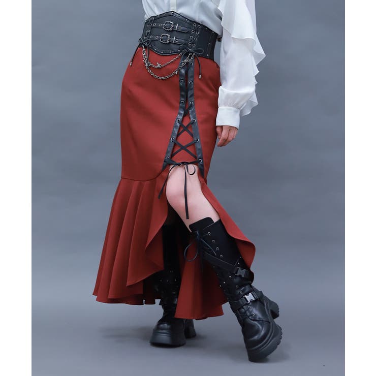 ワイン | レースアップマーメイドスカート | axes femme