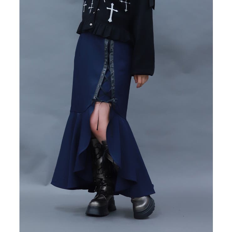 紺 | レースアップマーメイドスカート | axes femme