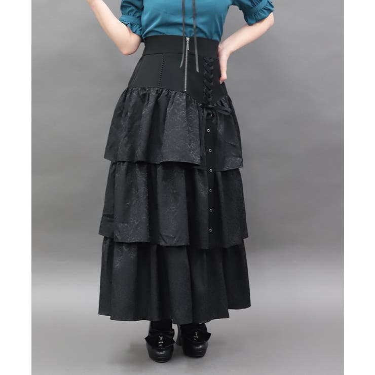 黒 | コルセットデザインフリルスカート | axes femme