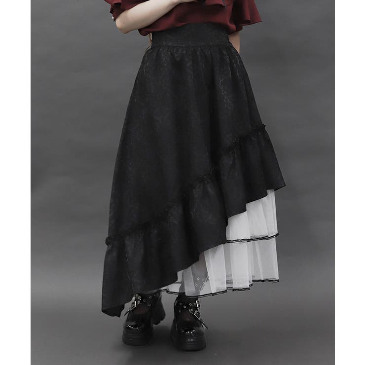 黒 | ジャカードアシメフリルスカート | axes femme