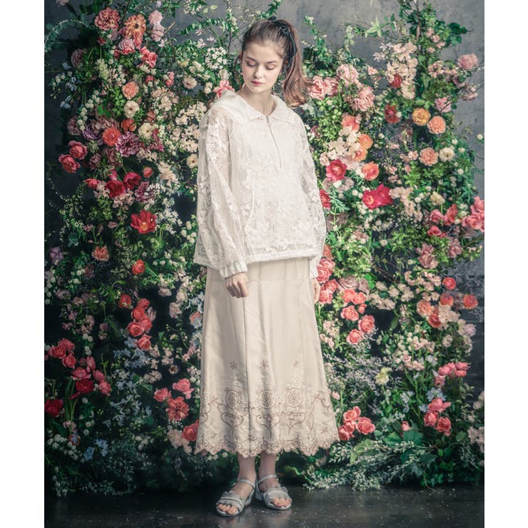 カラー刺繍スカート[品番：IGAW0001613]｜axes femme