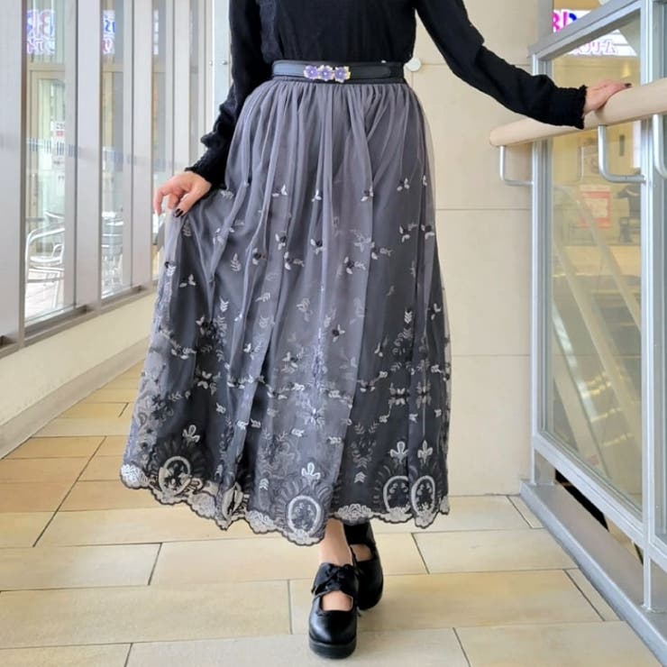 チュールカラー刺繍スカート[品番：IGAW0001462]｜axes femme（アクシーズ ファム）のレディースファッション通販｜SHOPLIST（ショップリスト）