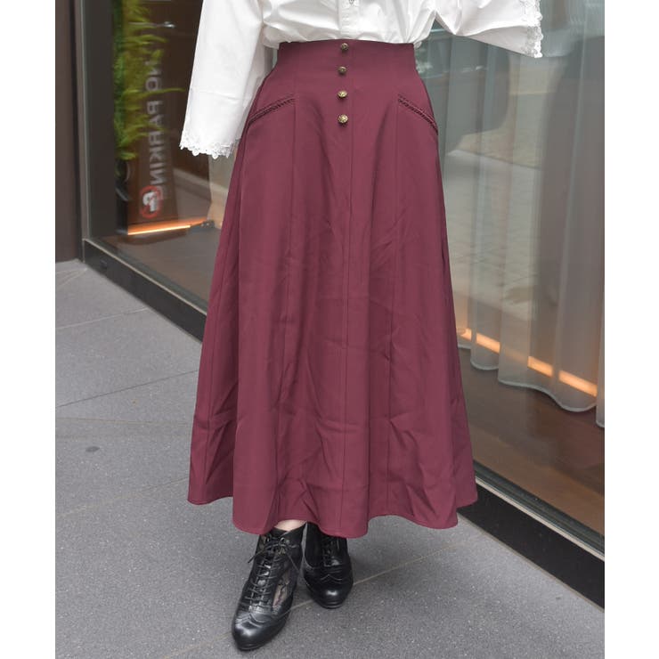 ワイン | 連ボタンフレアスカート | axes femme