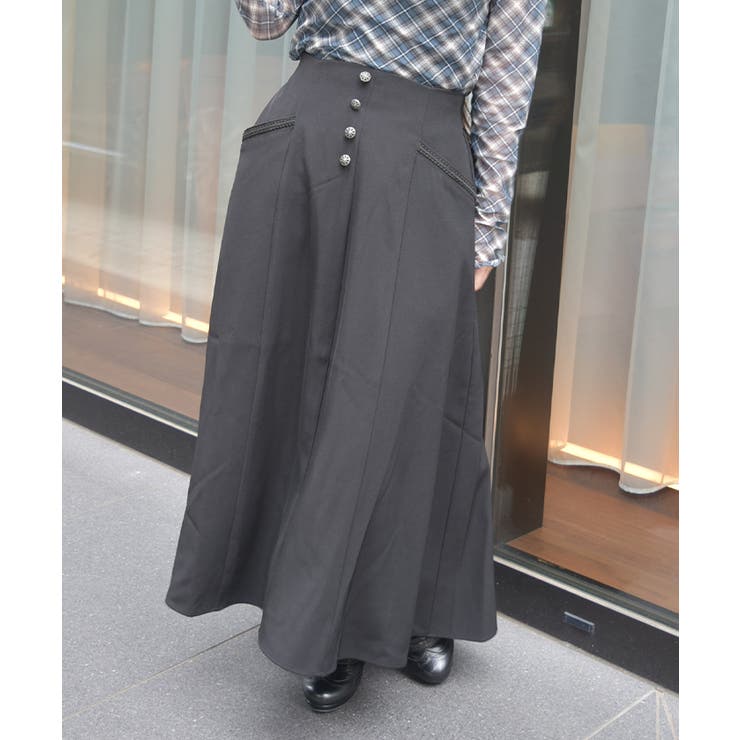 黒 | 連ボタンフレアスカート | axes femme