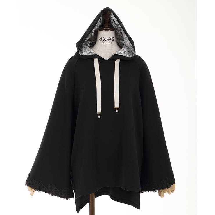 axes femme ダブルボタンケープコート ナポレオン風コート 黒