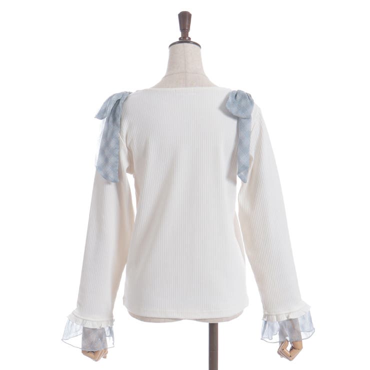 チェック柄シフォンリボンプルオーバー | axes femme | 詳細画像10 