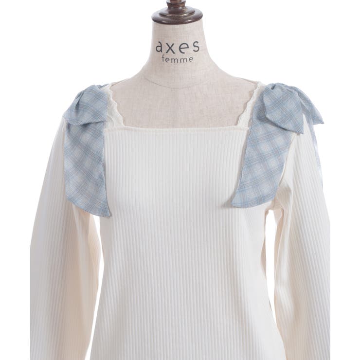 チェック柄シフォンリボンプルオーバー | axes femme | 詳細画像11 