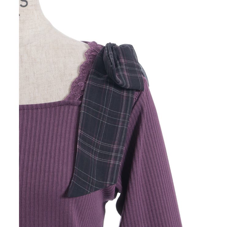 チェック柄シフォンリボンプルオーバー | axes femme | 詳細画像21 