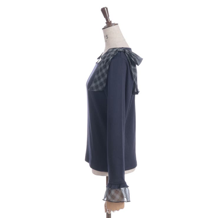 チェック柄シフォンリボンプルオーバー | axes femme | 詳細画像24 