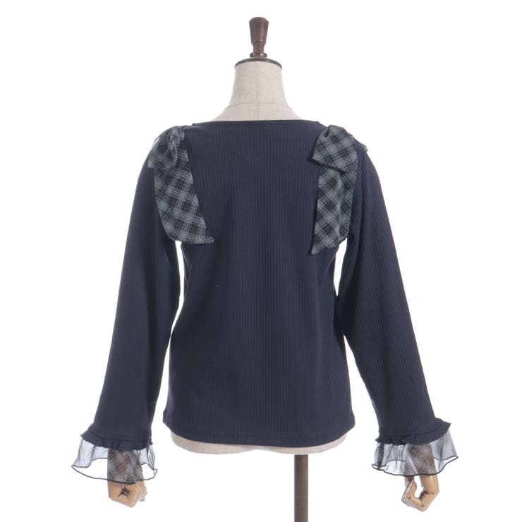 チェック柄シフォンリボンプルオーバー | axes femme | 詳細画像25 