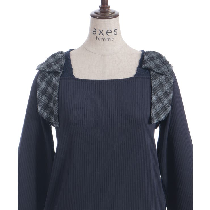 チェック柄シフォンリボンプルオーバー | axes femme | 詳細画像26 