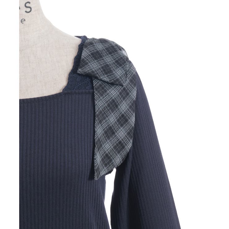 チェック柄シフォンリボンプルオーバー | axes femme | 詳細画像28 