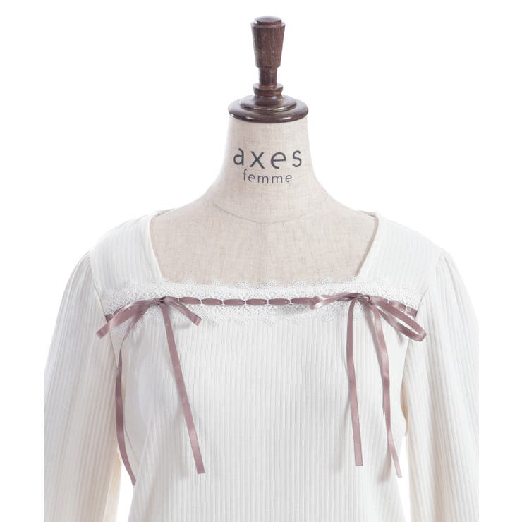 リボン付スクエアネックプルオーバー | axes femme | 詳細画像12 