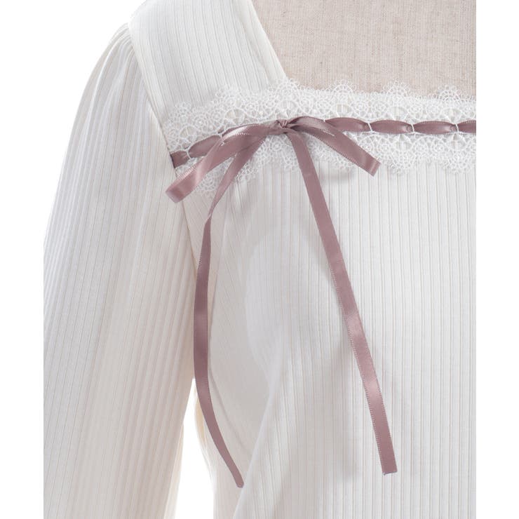 リボン付スクエアネックプルオーバー | axes femme | 詳細画像14 