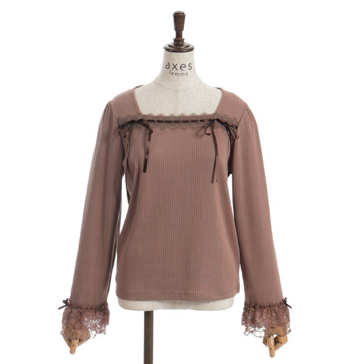 リボン付スクエアネックプルオーバー | axes femme | 詳細画像17 