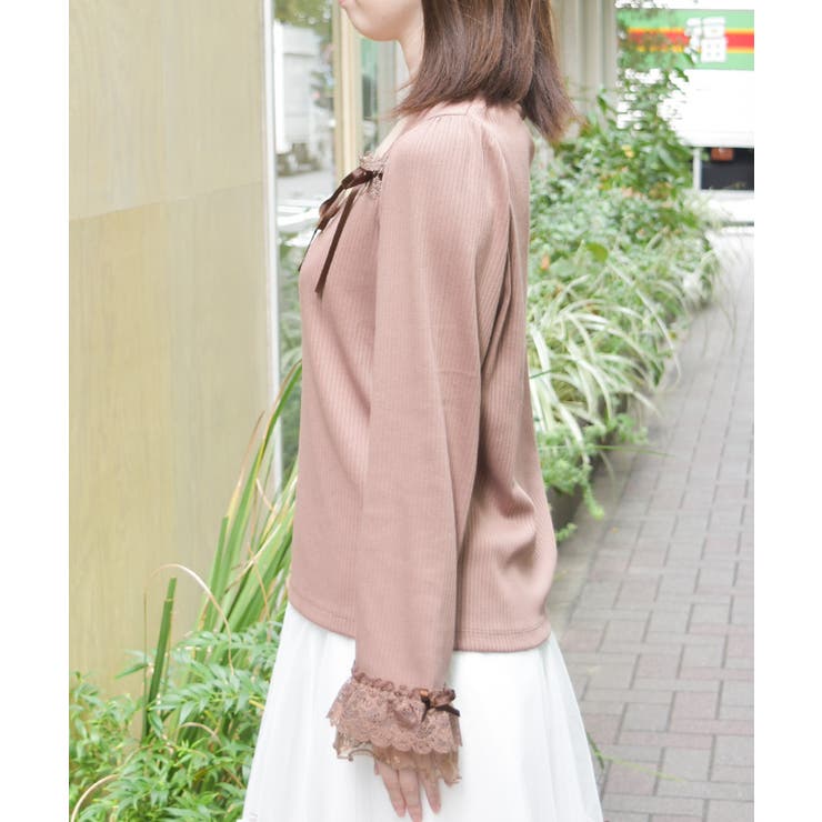 リボン付スクエアネックプルオーバー | axes femme | 詳細画像2 