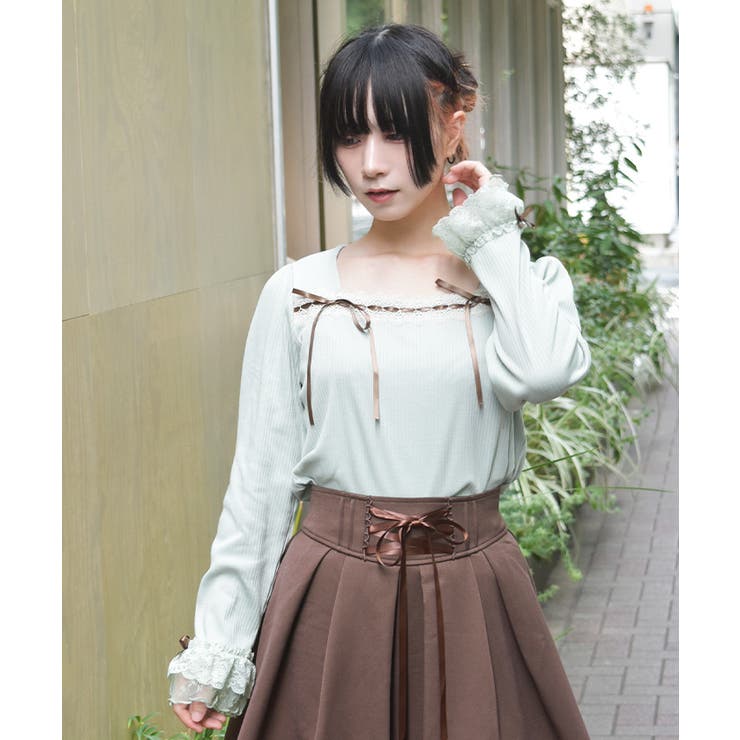 リボン付スクエアネックプルオーバー | axes femme | 詳細画像6 